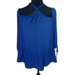 Sienna Sky Women's M Blue Off Shoulder Long Sleeve Blouse With Ties At Wrist